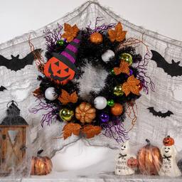 Northlight Seasonal Witches Hat Jack-O-Lantern Halloween Wreath