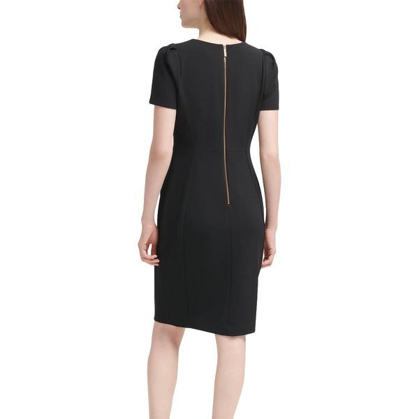 Womens Calvin Klein Short Sleeve Solid Crepe Sheath Dress