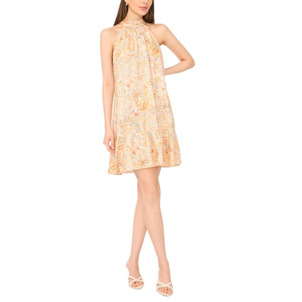 Womens MSK Sleeveless Halter Neck Paisley Challis Shift Dress
