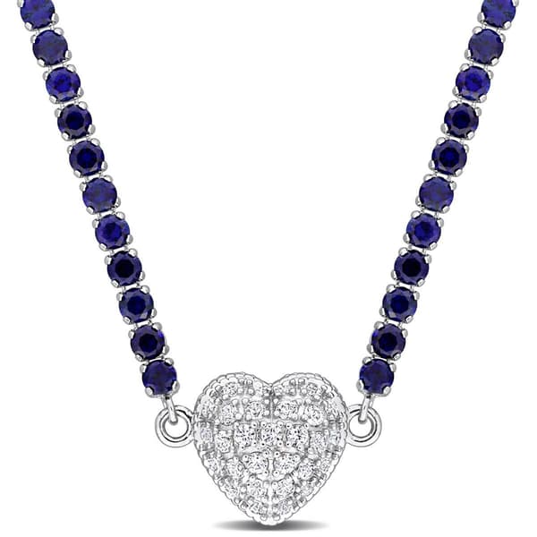 Sophia B Created Blue & White Sapphire Collar Necklace - image 
