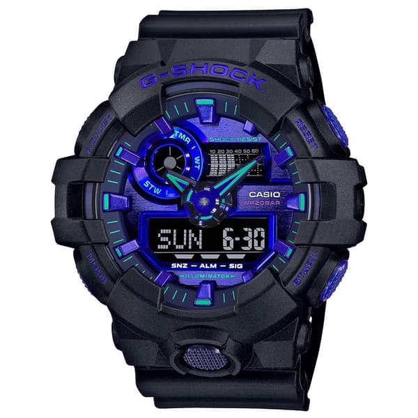 Mens G-Shock Analog Digital Blue Violet Dial Watch - GA700VB-1A - image 