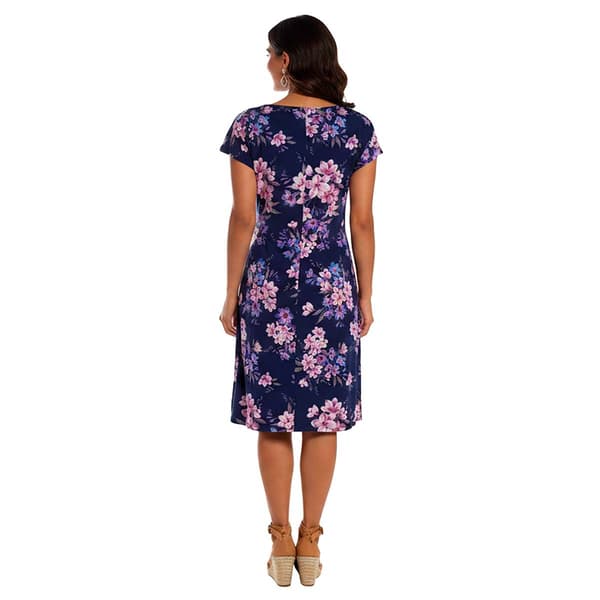 Womens Connected Apparel Short Sleeve Floral Sarong Wrap Dress