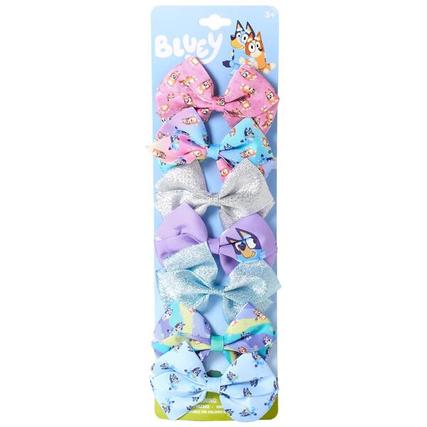 Girls 7pk. Bluey Bow Hair Clips - image 