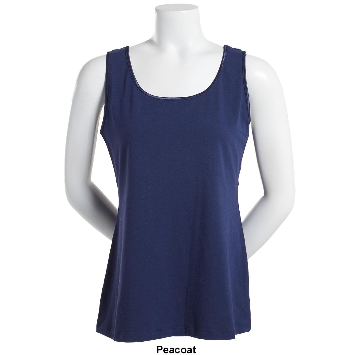 Petite Preswick & Moore® Solid Knit Satin Trim Tank Top