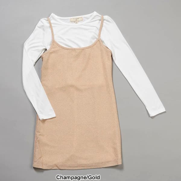 Girls &#40;7-16&#41; No Comment 2pc. Long Sleeve Tee w/ Lurex 90s Dress