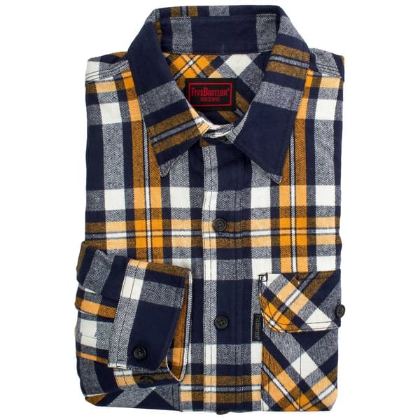 Mens FiveBrothers&#40;R&#41; Long Sleeve Flannel Shirt - Navy/Gold - image 