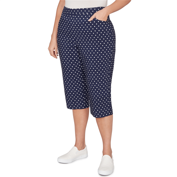 Plus Size Alfred Dunner Port Side Pull On Dot Capris
