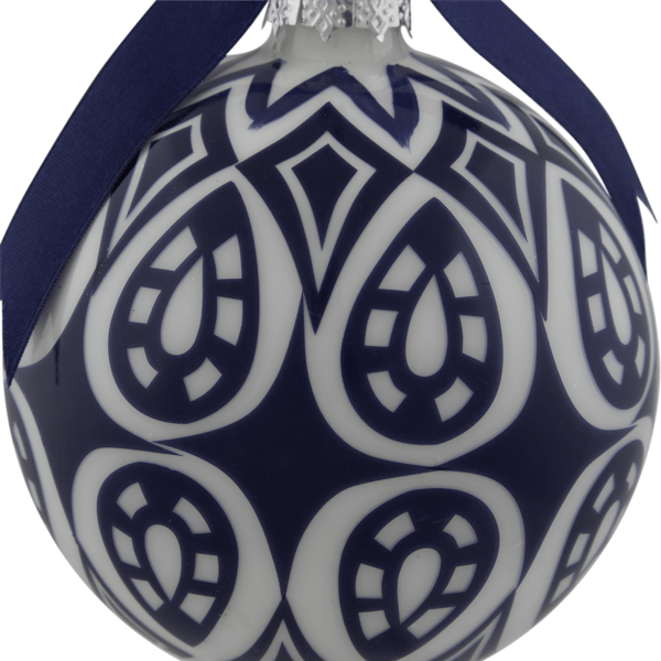 Northlight White & Blue Mosaic Glass Christmas Ball Ornament
