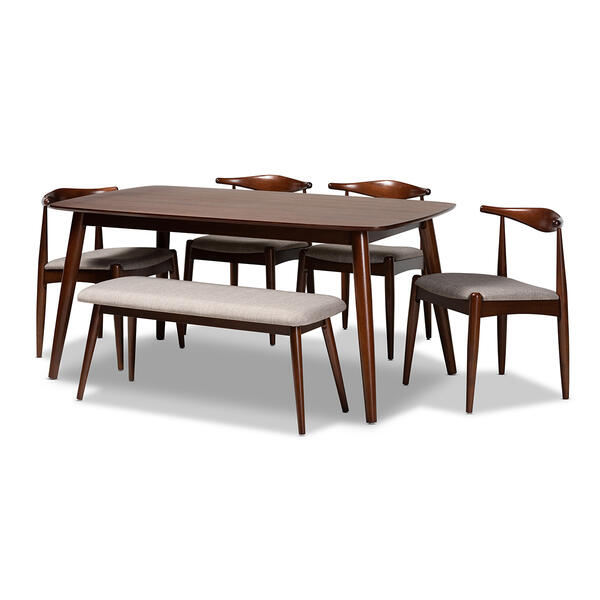 Baxton Studio Amato Mid- Century 6 Piece Dining Set - image 