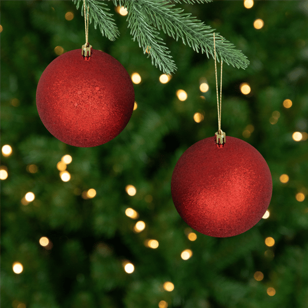 Northlight 12ct. Shatterproof 4-Finish Red Christmas Ornaments