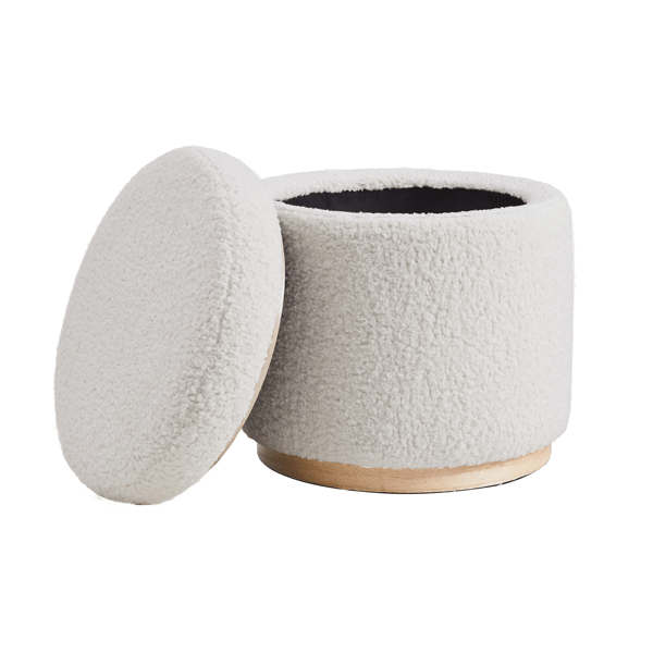 Linon Home Decor Blanche Storage Natural Sherpa Ottoman