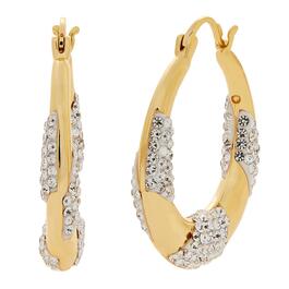 Marsala Gold Plated Crystal Tapered Hoop Earrings