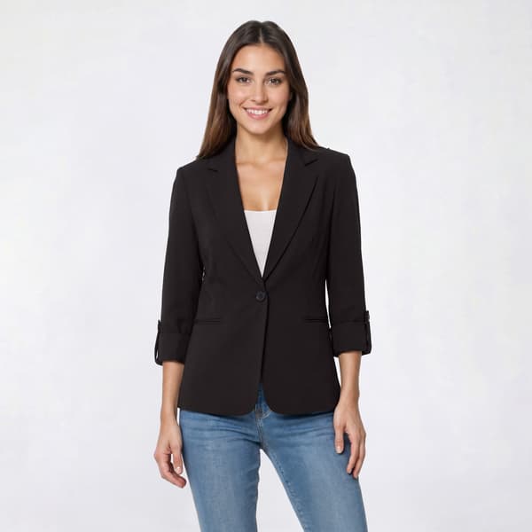 Womens Anne Klein Roll Sleeve One Button Notch Collar Blazer - image 