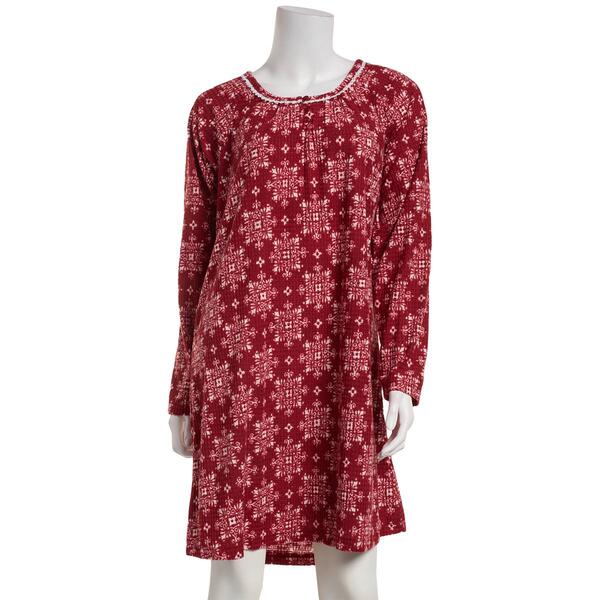 Womens Carol Hochman Waffle Fleece Snowflakes 42 Nightgown - image 