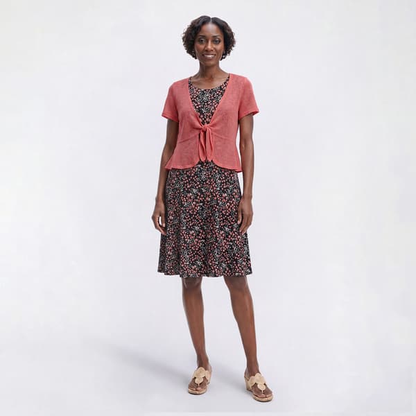 Petite Perceptions Short Sleeve Ditsy Floral Tie Jacket Dress