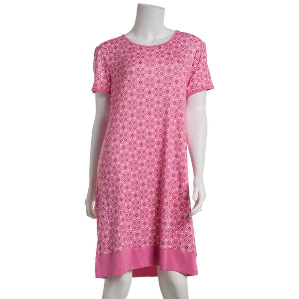 Plus Size White Orchid Short Sleeve Kaleidoscope Nightshirt - image 