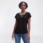 Womens Love Scarlet Short Sleeve O-Ring Keyhole Neck Blouse - image 1