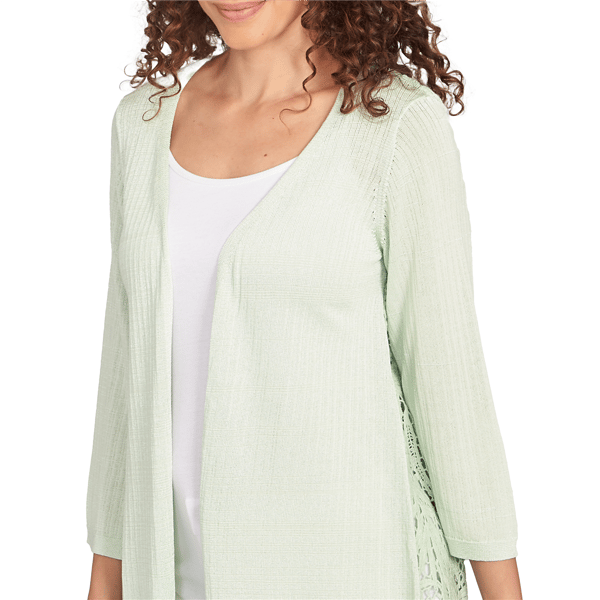 Petite Ruby Rd. Tropical Oasis Lace Back Duster Cardigan