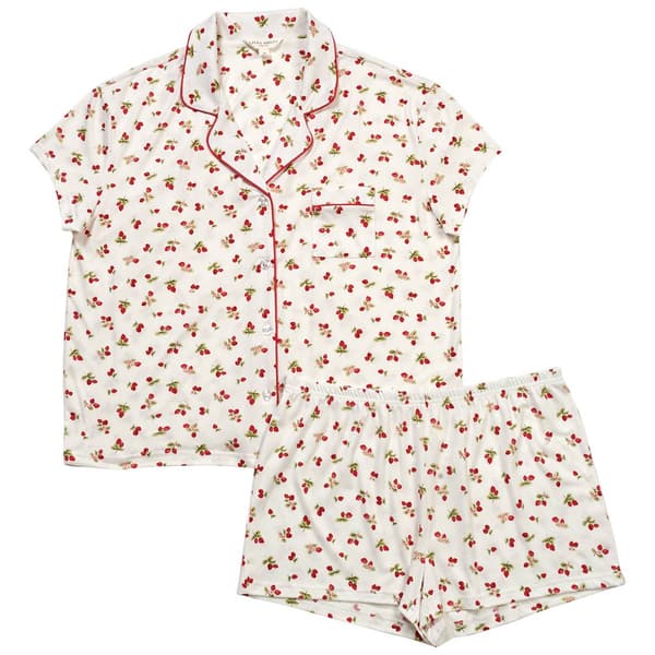 Womens Laura Ashley® Strawberry Bunches Pajama Set with Shorts - image 