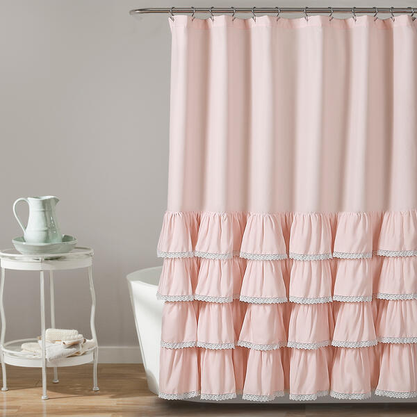 Lush Decor(R) Ella Lace Ruffle Shower Curtain - image 