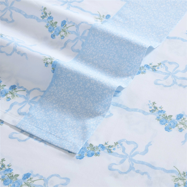 Laura Ashley® Floral Ribbon Percale Sheet Set