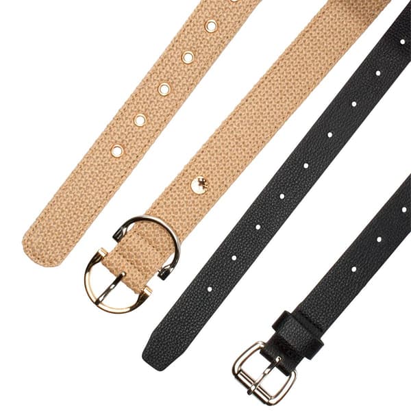 Womens Steve Madden 2 For 1 Rafia/Black Belt - image 