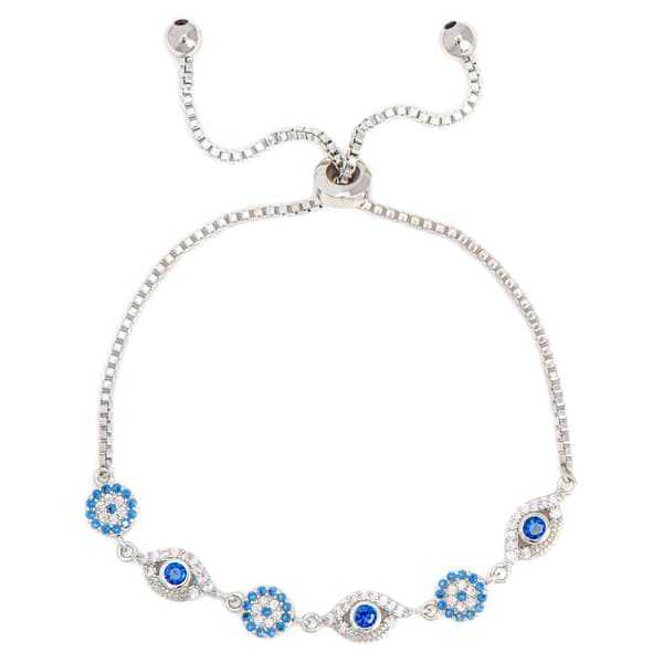 Gianni Argento Lab Created Sapphire Evil Eye Adjustable Bracelet