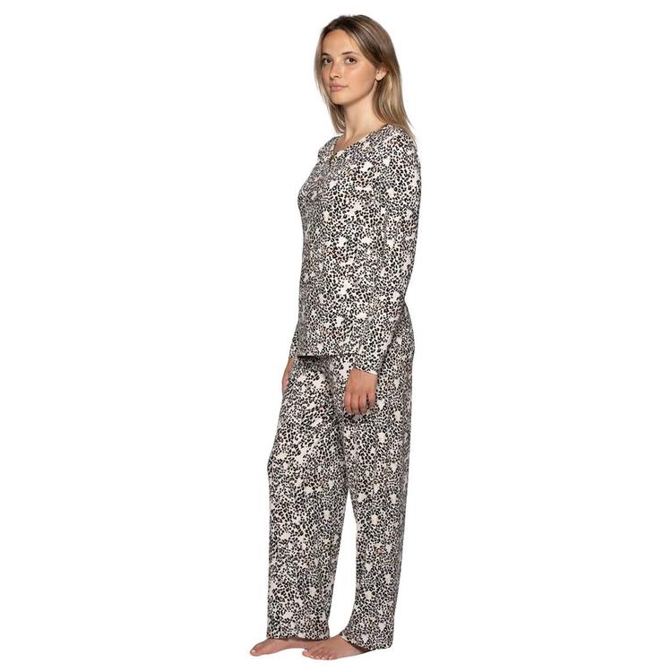 Womens HUE® Long Sleeve White Asparagus Timeless Pajama Set