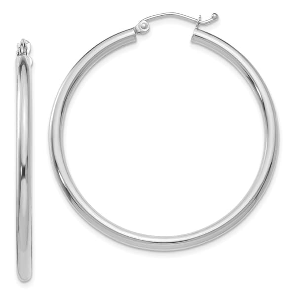 Gold Classics(tm) 14kt. White Gold 40mm Tube Hoop Earrings - image 