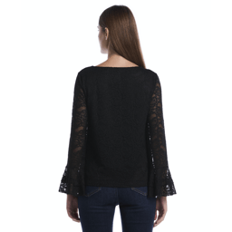 Petite Rafaella® Long Lace Ruffle Sleeve Blouse