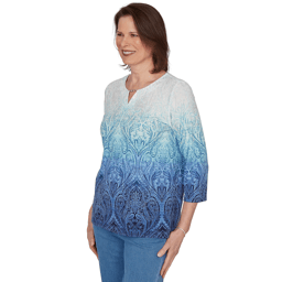 Womens Alfred Dunner Classics 3/4 Sleeve Ombre Blouse