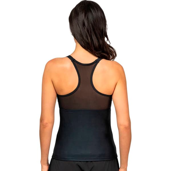 Womens Free Country Crochet Wave Racer-Back Zip Swim Top