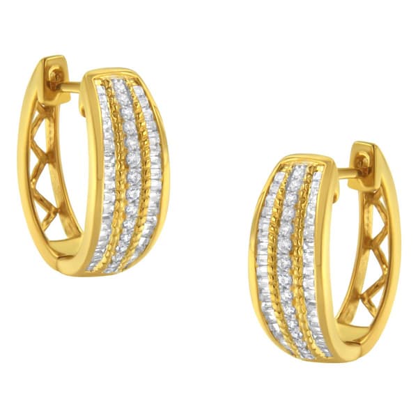Haus of Brilliance 10kt. Gold 3/4ctw. Diamond Hoop Earrings - image 