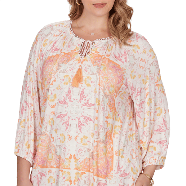 Plus Size Ruby Rd. Renaissance Romance Keyhole Neck Blouse