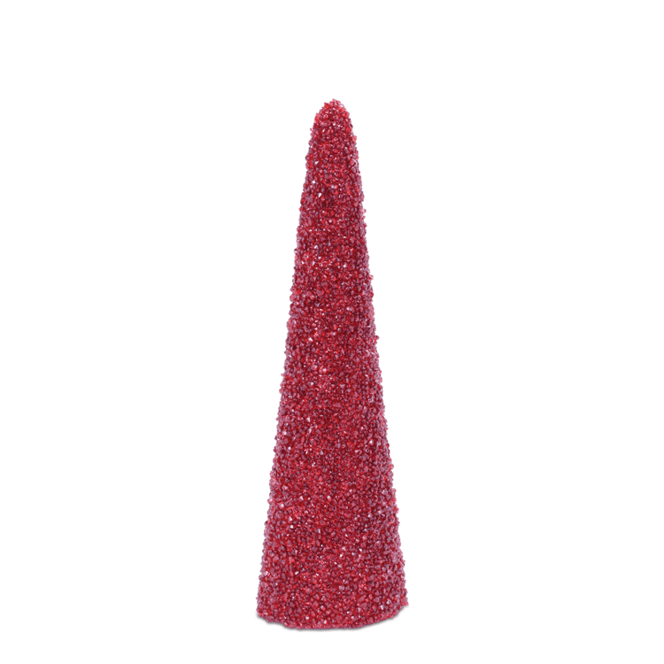 Melrose Red Beaded Cone Tree - Set of 2
