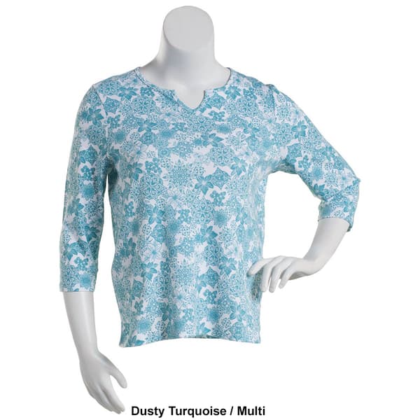 Womens Hasting &amp; Smith 3/4 Sleeve Floral Split Neck Top