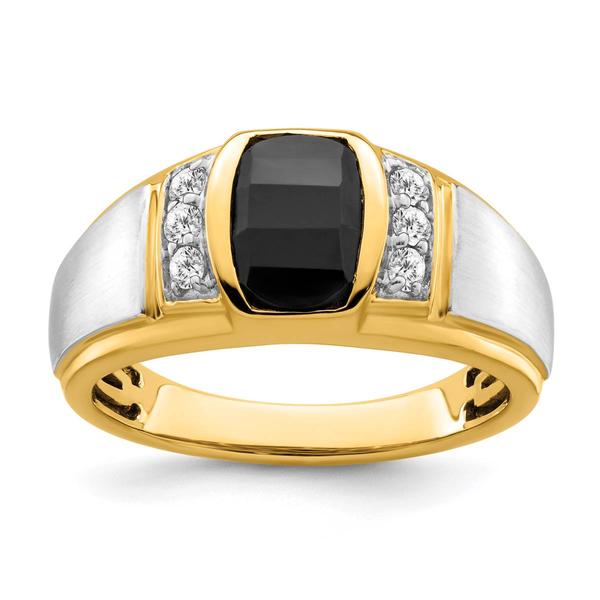 Mens Gentlemens Classics(tm) 14kt. Two Tone Onyx & 1/5 Diamond Ring