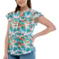 Womens Zac & Rachel Flutter Sleeve Beach Scenic Crepe Blouse - image 4