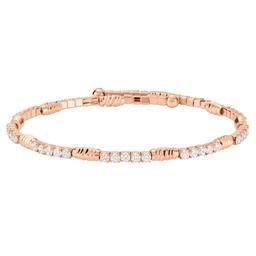 Athra Rose Gold Over Brass Oval Bead Stations & Crystal Bracelet