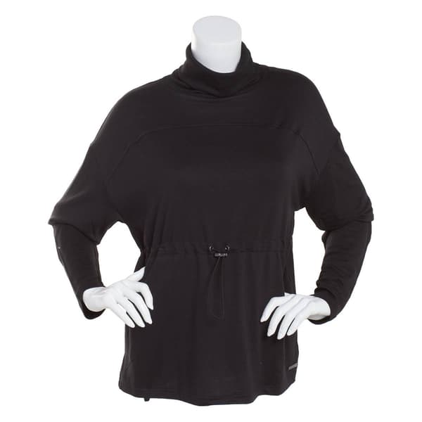 Womens Nine West Active Fleece Hi Neck Cinched Waist Pullover Top