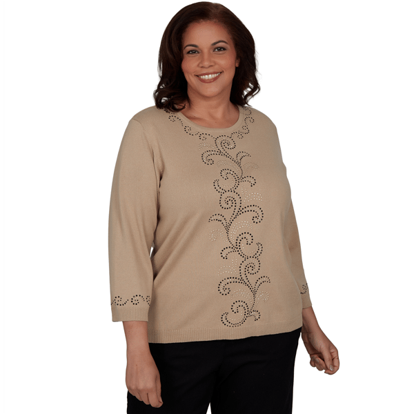 Plus Size Alfred Dunner Travel Advisory Beaded Scroll Sweater - image 