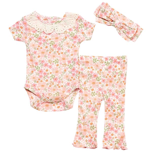 Baby Girl (NB-9M) Chick Pea(R) 3pc. Floral Bodysuit & Legging Set - image 