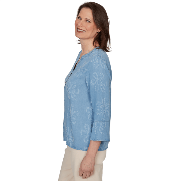 Petite Alfred Dunner Camden Market Floral Embroidery Blouse