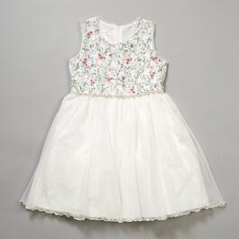Girls &#40;7-16&#41; Bonnie Jean Sleeveless Embroidery to Mesh Dress