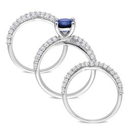 Gemstone Classics™ Sterling Silver Created Sapphire Bridal Set