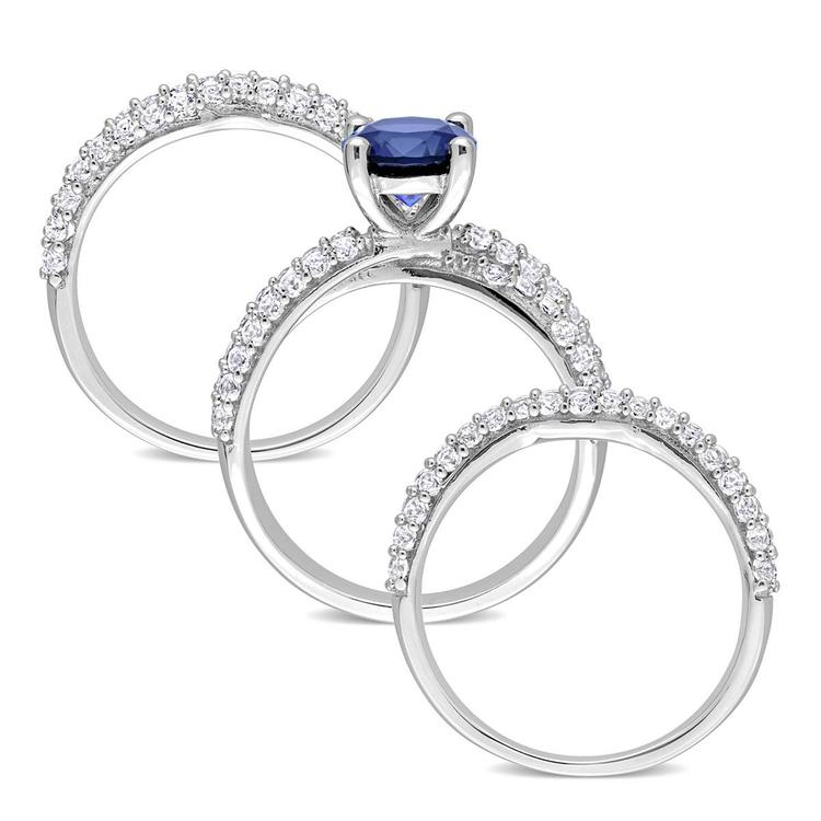 Gemstone Classics™ Sterling Silver Created Sapphire Bridal Set