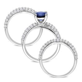 Gemstone Classics&#8482; Sterling Silver Created Sapphire Bridal Set