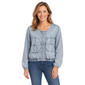 Womens Baccini Long Sleeve Denim Pleated Collarless Jacket - image 2