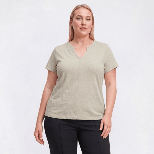 Plus Size Architect(R) Slub Split Neck Tee - image 