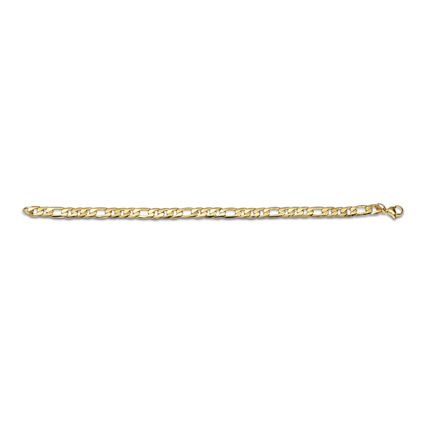 Mens Iron Saints Diamond Cut Figaro Link 18kt. Gold-Tone Bracelet - image 